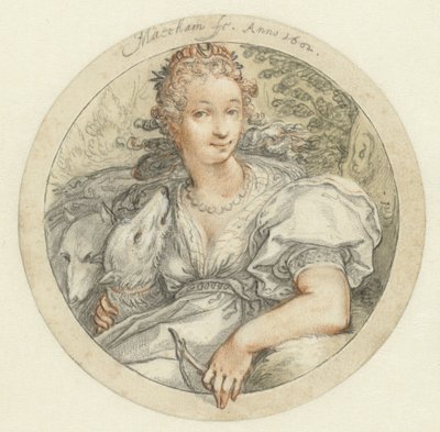 Diana in una cornice rotonda da Jacob Matham