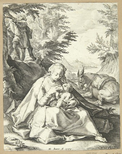 Riposo durante la fuga in Egitto da Jacob Matham