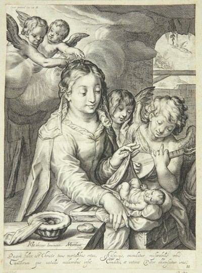 Vergine Maria con il bambino circondata da angeli da Jacob Matham