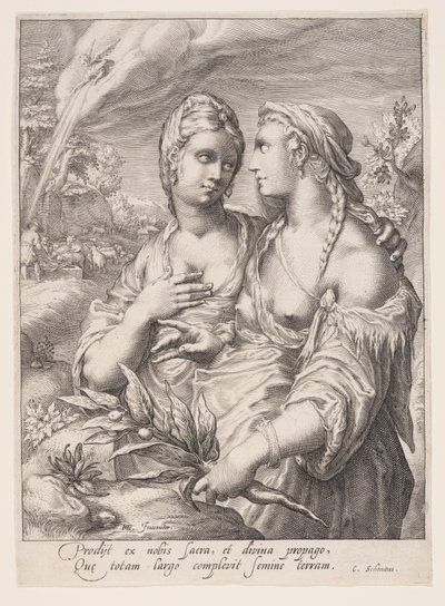Lea e Rachel, da Le mogli dei patriarchi da Jacob Matham