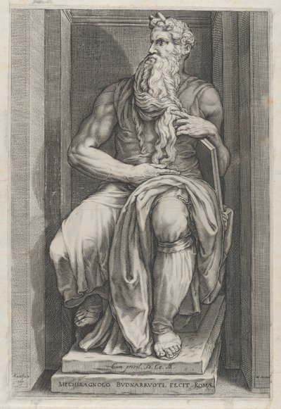 Speculum Romanae Magnificentiae: Mosè dopo la scultura di Michelangelo da Jacob Matham
