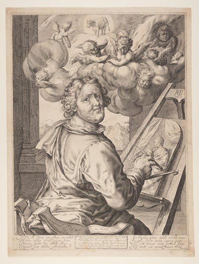 San Luca che dipinge la Vergine da Jacob Matham