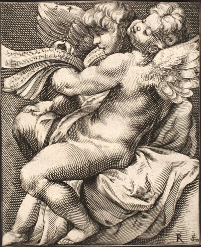 Due putti che cantano da Jacob Matham
