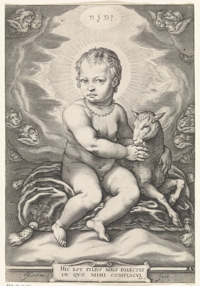 Bambino Gesù seduto con agnello da Jacob Matham