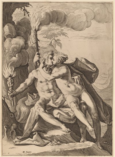 Eros e Anteros da Jacob Matham after Hendrik Goltzius