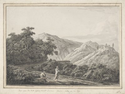 Vista vicino al mulino verso Licenza: Villa di Orazio a sinistra da Jacob More