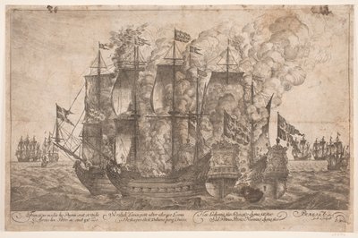 Battaglia navale tra navi danesi e una nave pirata turca da Jacob Mortenssøn Maschius
