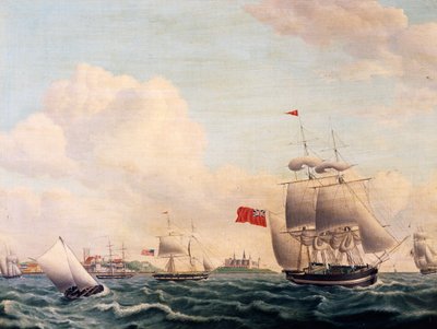 Navi che attraversano lo stretto di Oresund tra Svezia e Danimarca con il castello di Kronborg sullo sfondo da Jacob Petersen