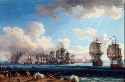 La Battaglia Navale di Chesma del 5 luglio 1770, XVIII secolo da Jacob Philip Hackert