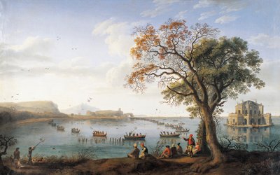 Caccia alla folaga al Lago Fusano da Jacob Philippe Hackert