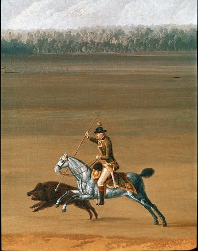 Ferdinando IV caccia il cinghiale nella tenuta di Cassano (dettaglio) da Jacob Philippe Hackert