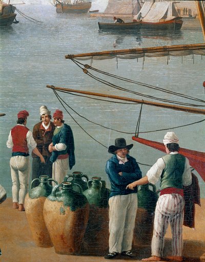 Pescatori e venditore di olio d