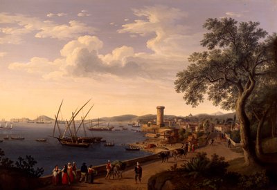 Il porto di Gaeta, il molo e la fortezza da Jacob Philippe Hackert