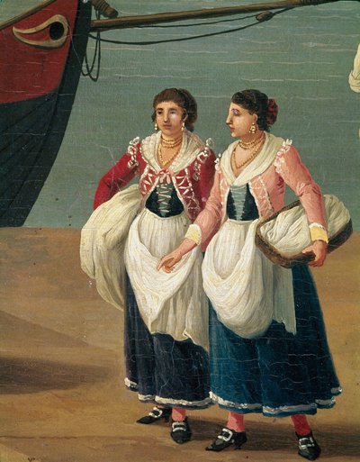 Due giovani ragazze di Monopoli, Puglia, Italia da Jacob Philippe Hackert