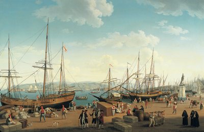 Veduta del porto di Messina, dal Palazzo del Senato da Jacob Philippe Hackert