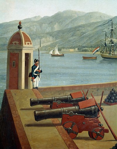 Veduta delle fortificazioni militari del porto di Reggio Calabria (dettaglio) da Jacob Philippe Hackert