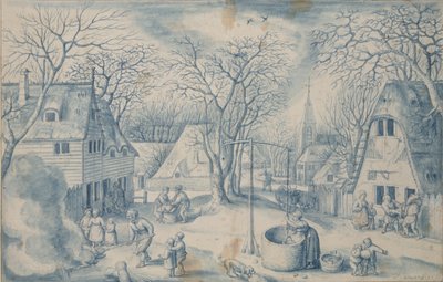 Scena di un villaggio: inverno, 16° secolo da Jacob Savery I