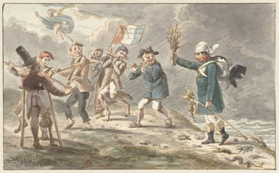 Caricatura della ritirata di Napoleone I Bonaparte dalla Russia da Jacob Smies