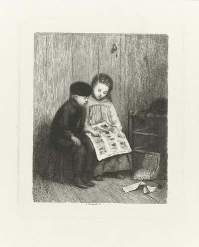 Due bambini con una stampa per bambini da Jacob Taanman