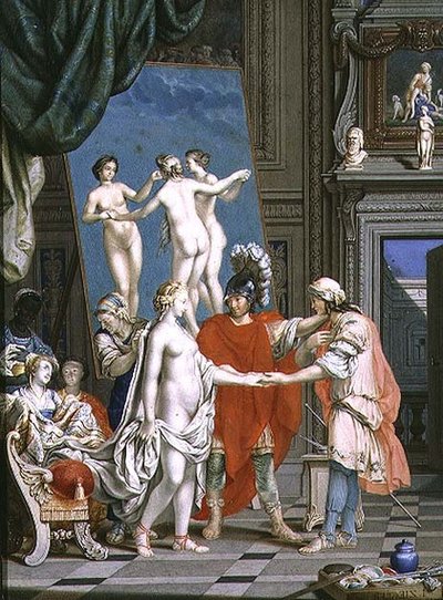 Alessandro Magno (356-323 a.C.) introduce Campaspe ad Apelle (4° secolo a.C.) da Jacob Ziegler