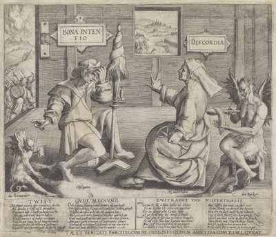 Allegoria con personificazioni della Buona Intenzione (Bona Intentio) e della Discordia (Discordia) da Jacob de Gheyn (I) (circle of)