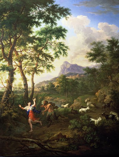 Paesaggio arcadico con Pan e Siringa da Jacob de Heusch