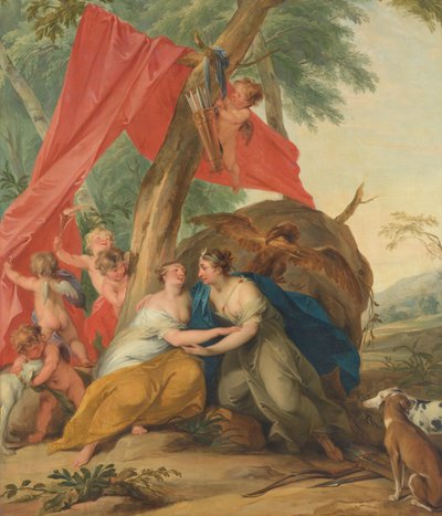 Giove, travestito da Diana, seduce la ninfa Callisto da Jacob de Wit (signed by artist)
