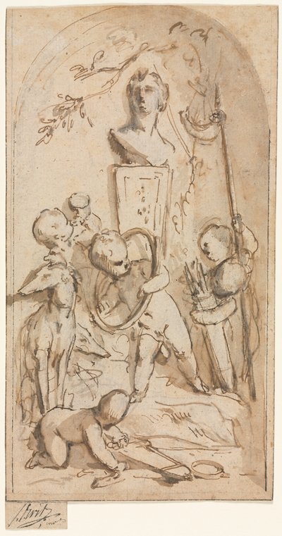 Busto di Diana con putti e attributi di caccia da Jacob de Wit