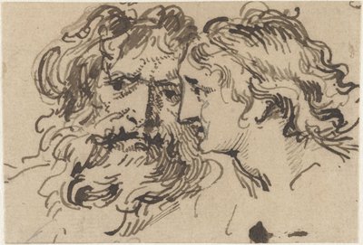 Testa di un vecchio e di una giovane donna da Jacob de Wit
