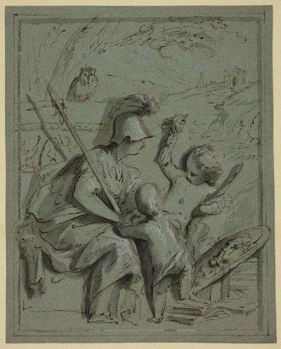 Minerva con due putti da Jacob de Wit