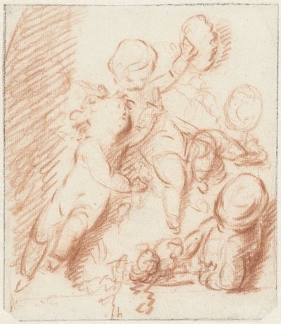 Progetto per una porta o un camino con tre putti da Jacob de Wit