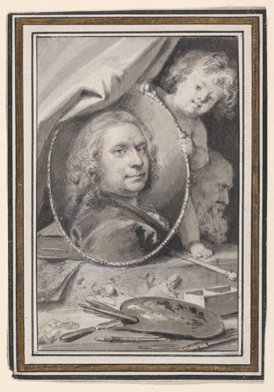 Autoritratto entro una cornice decorativa allegorica da Jacob de Wit