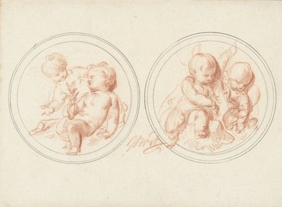 Due medaglioni con bambini da Jacob de Wit