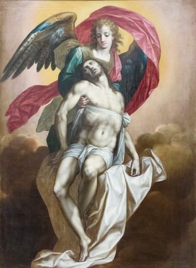Cristo morto sostenuto da un angelo da Jacob de the Elder Backer