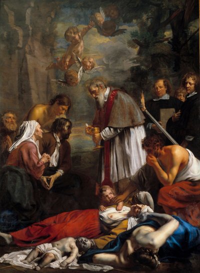 San Macario di Gand che salva i pestilenti da Jacob the Younger Van Oost
