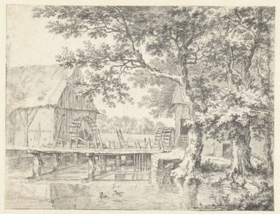 Disegno di un mulino ad acqua doppio da Jacob van Ruisdael