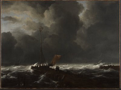 Mare agitato a un molo da Jacob van Ruisdael