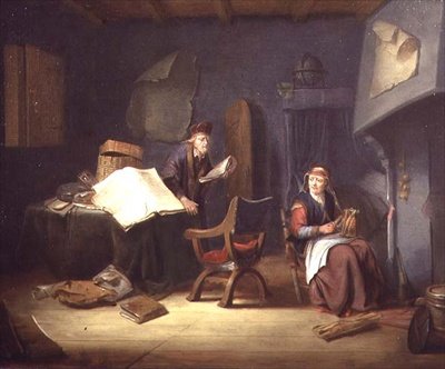 Interno con uno studioso e una vecchia che fila da Jacob van Spreeuwen