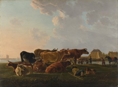 Paesaggio con bestiame, probabilmente ca. 1800 da Jacob van Strij