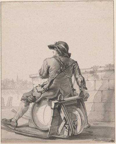 Uomo Seduto su una Botte su una Carriola da Jacob van Strij
