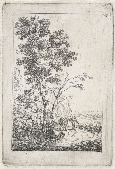 Uomo con asino in un paesaggio da Jacob van Strij