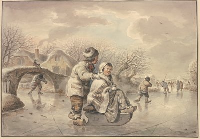 Paesaggio invernale con pattinatori da Jacob van Strij