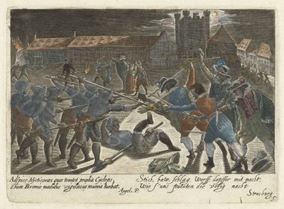 Combattimento tra studenti e soldati da Jacob van der Heyden