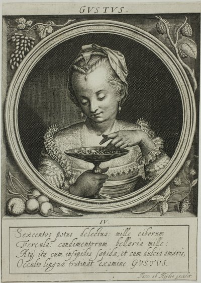 Gusto, quarto piatto da I cinque sensi da Jacob van der Heyden