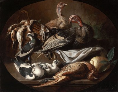 Natura morta con uccelli vivi e morti da Jacob van der Kerckhoven