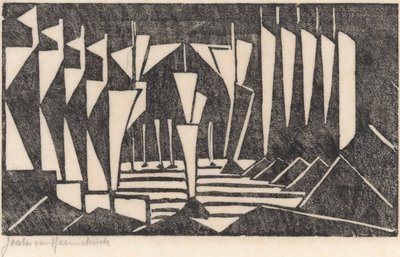 Composizione (Vele su un lago) da Jacoba van Heemskerck (signed by artist)