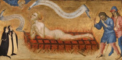 Martirio di San Lorenzo, con due monache benedettine da Jacobello del Fiore