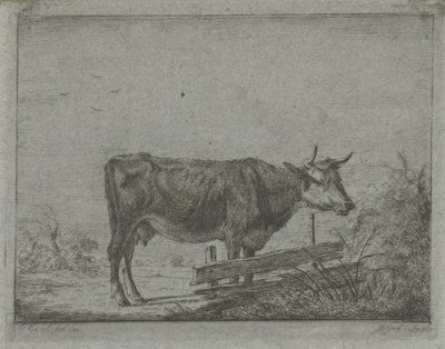 Mucca vicino a una recinzione da Jacobus Cornelis Gaal