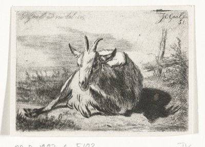 Capra sdraiata, verso sinistra da Jacobus Cornelis Gaal