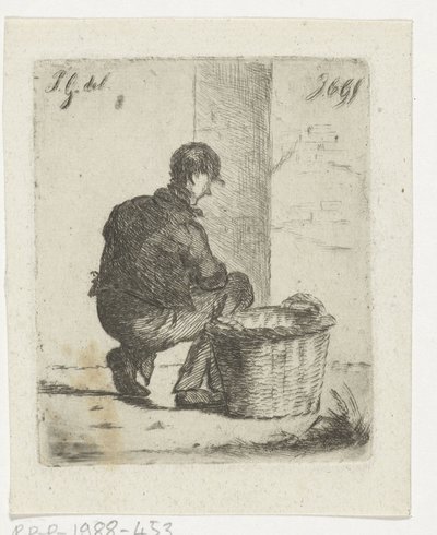 Stalliere con cesto di paglia da Jacobus Cornelis Gaal